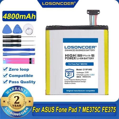 100% Original LOSONCOER 4800mAh C11P1402 Battery for ASUS Fone Pad 7 ME375C FE375 FE375CXG K019