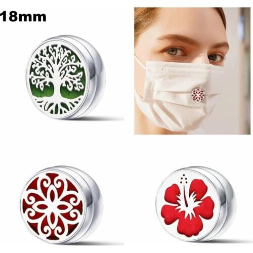 18mm Aroma Brooch Badge Perfume Jewelry Cufflink Diffuser Face Clip Magnet Buckle Essential Oil Stainless Steel Brooch For Women