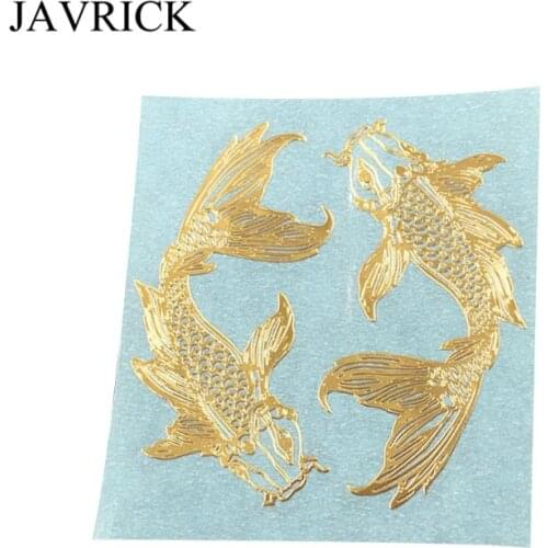2Pcs/Pair Golden Carp Fish Epoxy Resin Mold Metal Sticker DIY Jewelry Fillings