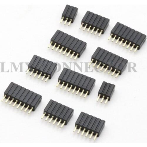 20PCS 1.27mm Female Pin Header Connector 1x2/3/4/5/6/7/8/9/10/12/14/15/20-50P Plstic Height 4.6mm Single Row Copper Gold Plated