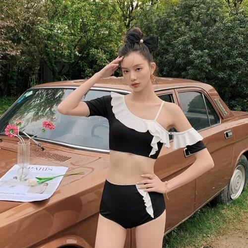 2021 New Two Piece Swimsuit Slender High Waist Sexy Backless with Breast Pad Fashionable Bikini Swimming Suit for Women