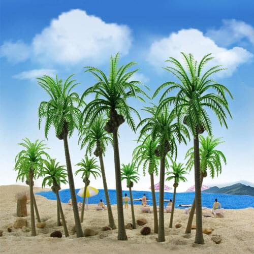 20pcs 75mm-190mm Model Coconut Trees Palm Model Layout Train Scale 1:60-1:200 NEW model train ho scale YS04 railway modeling
