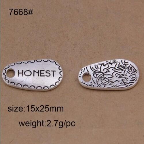 25pcs Antique Silver Honest letter Charms pendants Fit DIY Fitness Necklace Jewelry Braceklet Making