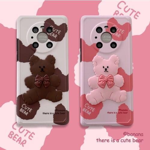3D Cartoon Butterfly Bear Phone Case for iphone 12 mini pro max 11 X XS XR XSMax 7 8 7Plus Anti Falling Soft Shell Fundas