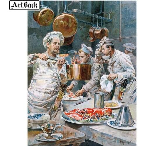 5d diy diamond painting kitchen chef icon cross stitch full square / round drill 3d diamond embroidery crystal mosaic