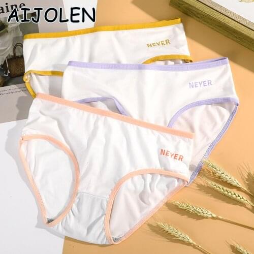 AIJOLEN Low-waist Daily Briefs Solid Color Womens Panties Bordered Letter Underwear Simple And Cute Womens Underwear