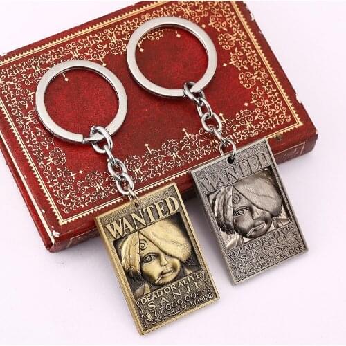 H&F anime accessories One piece keychain Sanji figure order for arrest warrant dog tags Alloy key ring motorcycle keychain