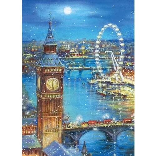 Diamond Embroidery Big Ben Ferris Wheel Landscape Handmade Diamond Painting Embroidery Mosaic Cross Embroidery Home Decoration