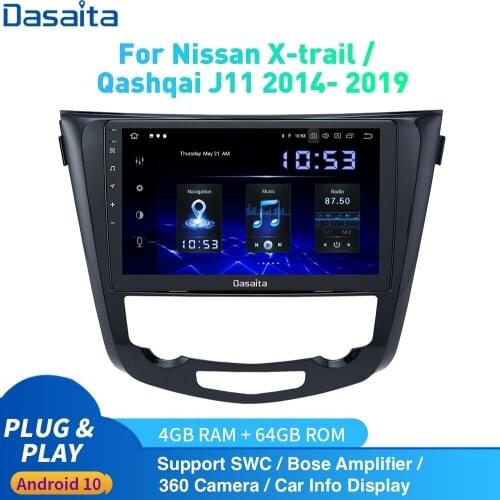 Android 10.0 Car Radio 1 Din for Nissan X-Trail J11 Qashqai Rouge multimedia 2014 2015 2016 2017 2018 2019 DSP HD IPS Carplay