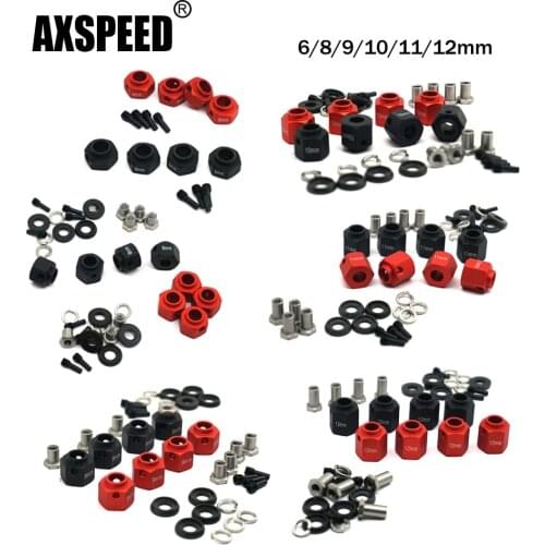 AXSPEED 4Pcs/lot Metal 12mm Hexagon Adapter Wheels Hubs Hex Mount for TRX-4 1/10 RC Crawler Car Parts 6/8/9/10/11/12mm Thick
