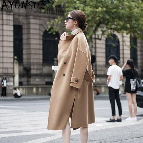 AYUNSUE Winter 100% Wool Coat Long Woman Parkas Korean Female Jacket Ladies Coats and Jackets Womens Clothes Manteau Hiver Femme