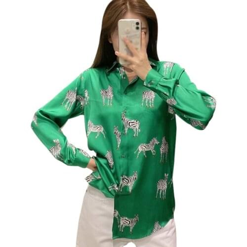 Womens Animal Printing Blouses Spring Autumn Temperament Loose Leisure Long Sleeve Blouse Shirts Tops