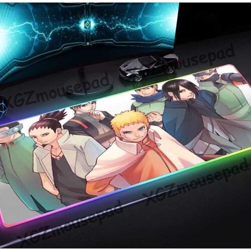XGZ Custom Large RGB Colorful Gaming Mouse Pad Black Lock Edge Anime Hatake Kakashi Naruto Computer Desk Mat Rubber Non-slip Xxl