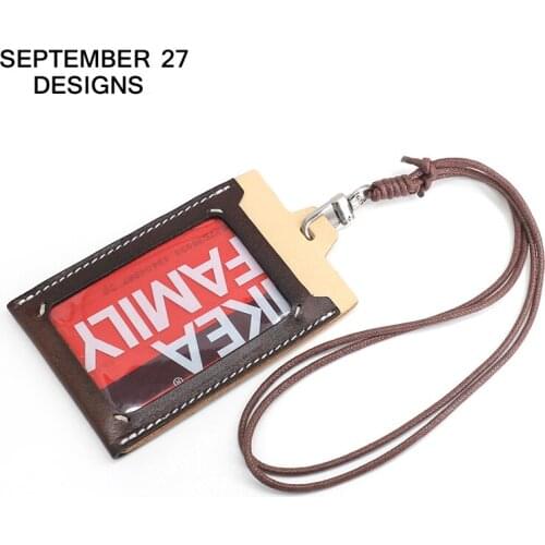 New Fashion ID Badge Holder Retractable Lanyard Genuine Leather Luxury Vertical Student Identity Card Case Tag Bus Card Bag