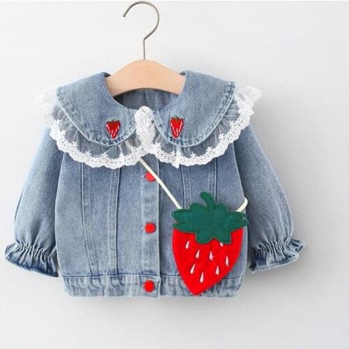 Childrens clothing spring and autumn girls denim jacket baby cute outing clothes long-sleeved top