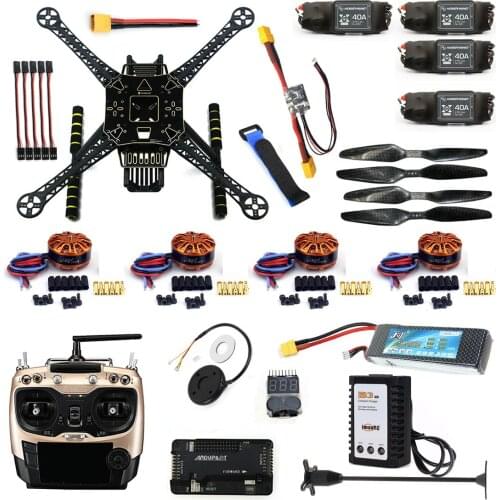 DIY Unassembled Full Quadcopter RC FPV Drone S600 Frame Kit with APM 2.8 No Compass 700KV Motor 40A ESC Battery Charger AT9S TX