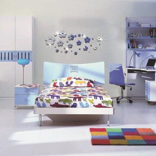 Funlife Petal 3D mirror wall stickers personalized three - dimensional TV wall crystal mirror paste creative home MS361164