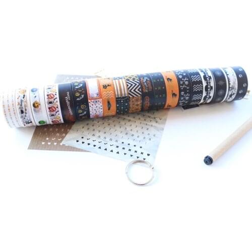 Domikee classic cartoon Halloween series school student decorative washi tape stationery,fine paper tape for handmade,15mm*10m