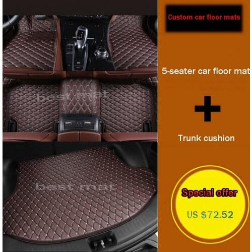 Leather car floor mats for Acura MDX 5 Seat 2006 2007 2008-2018 Custom foot Pads automobile car Trunk combination