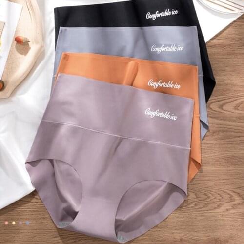 Richkeda Store New 2021 Women Seamless Panties Ice Silk Briefs Sexy Ultra-thin Underwear Lingerie High-rise Underpants Female