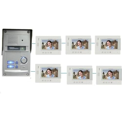 ZHUDELE New 7 inch Video Doorbell Monitor Intercom With 700TVL Outdoor Camera IP65 Door Phone Intercom System 1v6