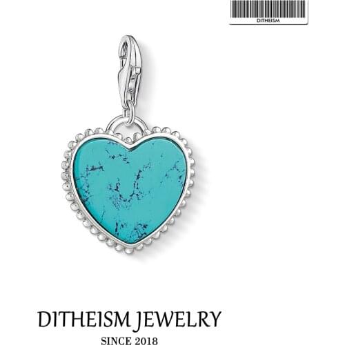 Blue Heart Charms ,2019 Fashion Jewelry 925 Sterling Silver Romantic Gift For Women Girls Fit Bracelet Necklace Bag