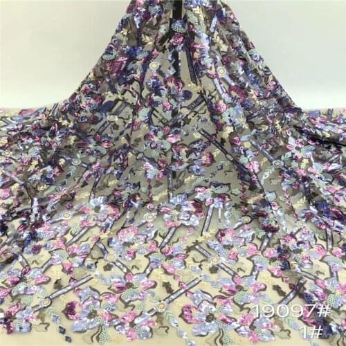 Nigerian Lace Fabric 2020 Latest High Quality lace Sequins Lace Fabric Embroidered Tulle African Sequins Lace Fabric xb18-32