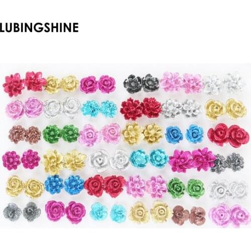 36pairs/set Colorful Resin Rose Flower Stud Earrings for Girls Children Anti Allergic Stud Ear Jewelry for Women Fashion Gift