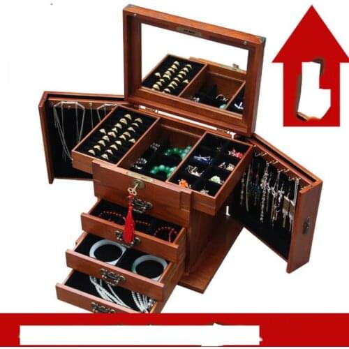 Jewelry boxes with lock solid wooden jewelry box Princess large capacity European style Korean wedding gift Storage Boxes Bins