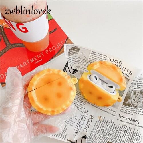 Creativity 3d egg tart silicone case for airpods 1 2 pro protection wireless bluetooth headset box cover accessories