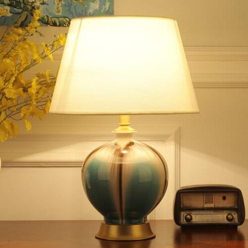 Modern Minimalist American European Ceramic Table Lamp For Bedroom Bedside Lamp Study Living Room Model Room Decor Table Lamp