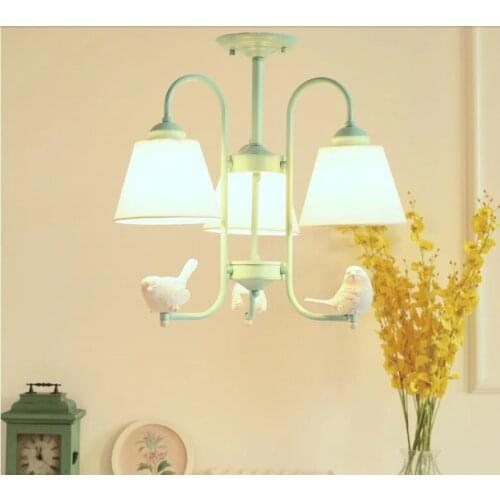 Fresh pastoral chandelier Nordic bird little angel simple living room bedroom boy girl children room lamp