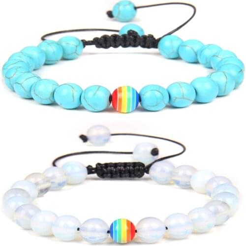 Women Bracelet Healing Balance Natural Sea Opal Moonstone Beads Braided Bracelets Adjustable for Men Lucky Meditation Jewelry