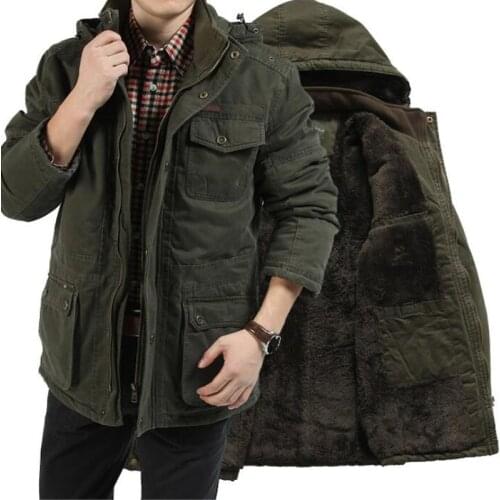 Winter Jacket Men Casual Thick Velvet Warm Parkas Mens Military Long Multi-Pockets Windbreaker Coat Chaquetas Hombre 5XL Clothes