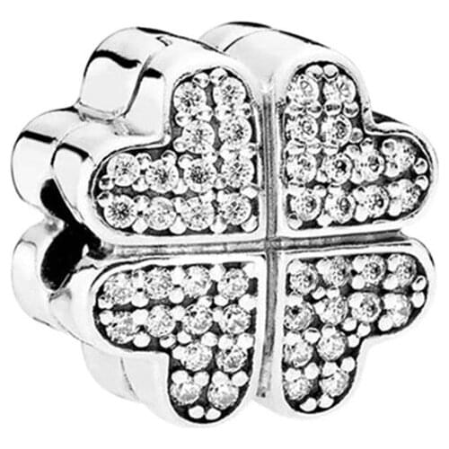 1Pcs New Pretty Four Leaf Clover Pendant DIY Beads Suitable for Original Pandora Charm Bracelet Ladies Jewelry Making Gifts