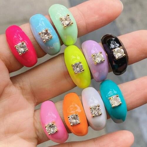 10PCS, Neon Enamel Sparking CZ Finger Band Rings Gorgeous Cubic Zircon Trendy Women Ladies Summer Jewelry