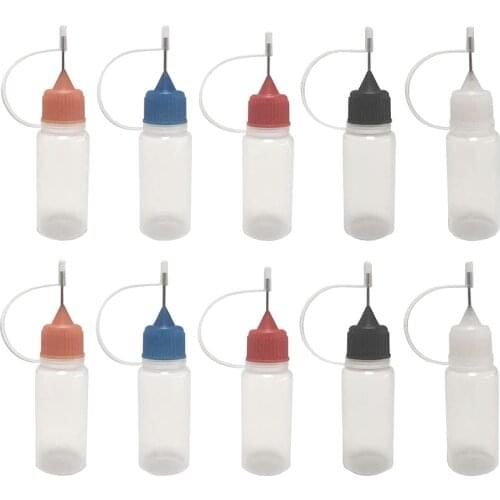 100Pcs Empty Plastic Dropper Bottle Soft PE 10ML Vial With Screw Metal Needle Cap