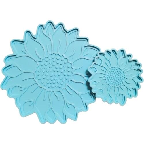 2 Pcs Sun Flower Tray Epoxy Resin Mold Serving Plate Casting Silicone Mould DIY Crafts Cup Mat Coaster Making Tool