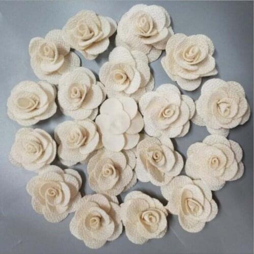 200Pieces/Bag Beige Rose Handmade 3.5cm Fabric Rose Cotton Cloth Flowers Hand DIY Wedding Bouquet Flower Hair Accessories