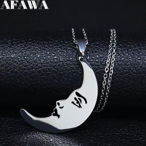 2021 Fashion Moon Stainless Steel Necklace Chain for Women/Men Silver Color Necklaces & Pendants Jewelry cadenas mujer N20074