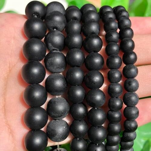4-12MM Natural Stone Round Black Dull Polish Matte Onyx Agata Beads For Jewelry Making DIY Necklace Bracelet Wholesale 15 Inch