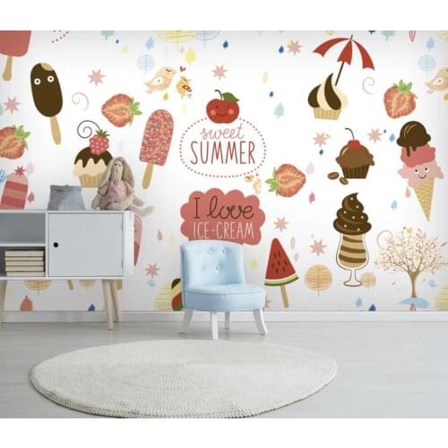 Bacal Painted cartoon ice cream background 3D wallpaper mural decoration wall paper cartoon paper huda