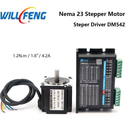 Will Feng 2 Phase Nema 23 Stepper Motor 56mm 1.2NM With DM542 57 Driver 4.2A For CNC Machine Or 3D Printer