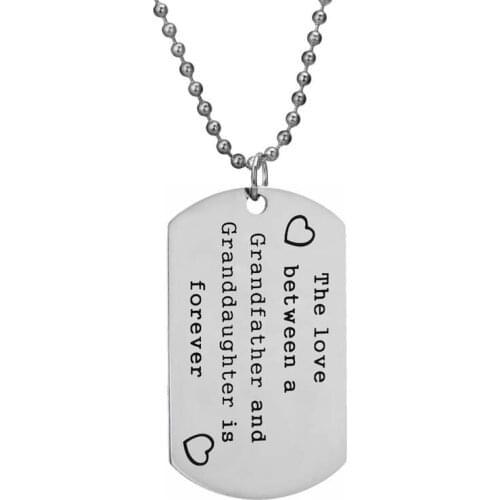 The Love Between A Grandfather And Granddaughter Is Forever Necklace Stainless Steel Dog Tag Pendant Grandpa Birthday Gifts Hot