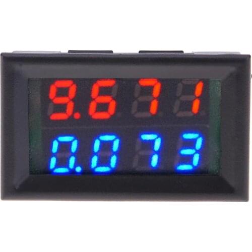 0.28inch 2 Wires Digital Voltmeter Ammeter DC 100V 10A Blue Red Dual LED Display Panel Amp Volt Voltage Current Meter