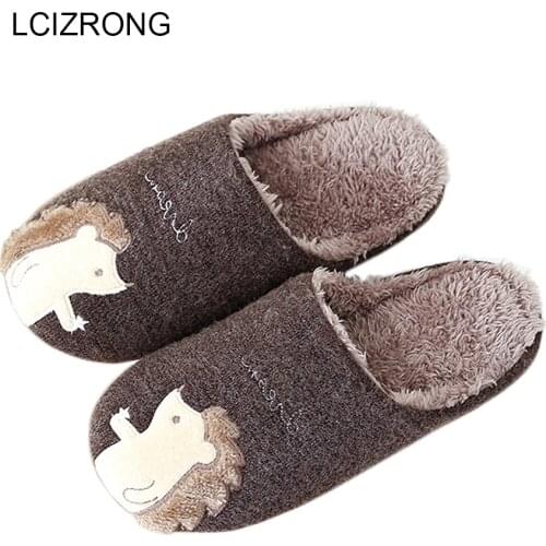 LCIZRONG New High Quality Hedgehog Harajuku Women Slippers Cotton Warm Snow Winter Home Slippers Woman Men Indoor Shoes Kid