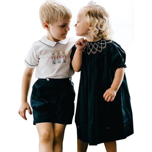 Children Boutique Clothing Brother Sister Mathcing Smocked Clothes Boys Girls Spanish Outfits Baby Smocking Overalls Suit