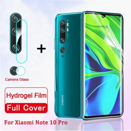 2in1 100D Hydrogel Film For xiaomi mi 8 9 10 pro se note 10 lite cc9 Pro a3 9 Lite note10 9se screen protector camera Lens film
