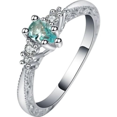 Exquisite Light Blue Zircon Romantic Ring for Women Wedding Engagement Fashion Jewelry Rings