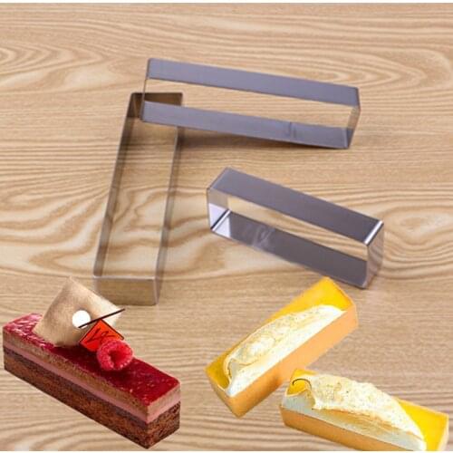 Stainless Steel Mousse Ring Rectangle Cake Ring Cookie Cutters Mousse Cake Mold Cake Baking Tool Three Sizes